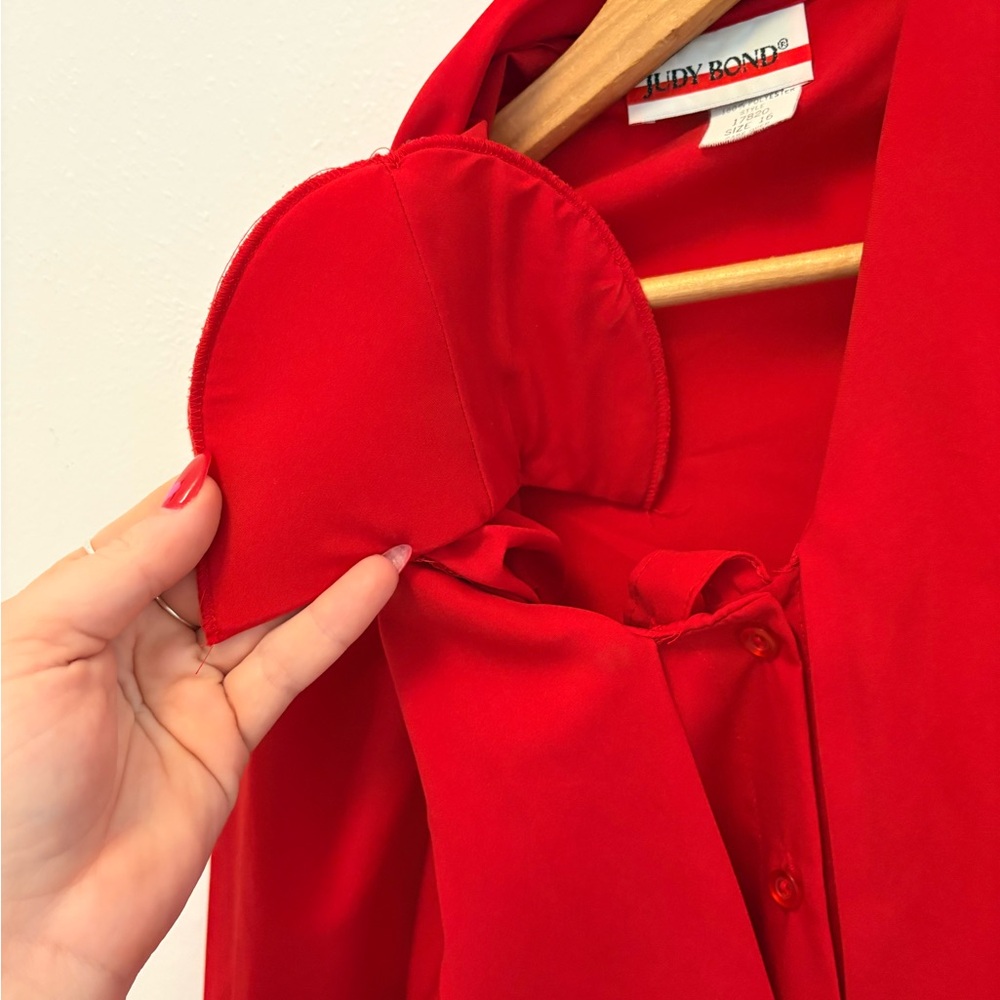 Vintage Judy Bond Red Button-Up Blouse Style 17820 Size 16 - Picture 11 of 11